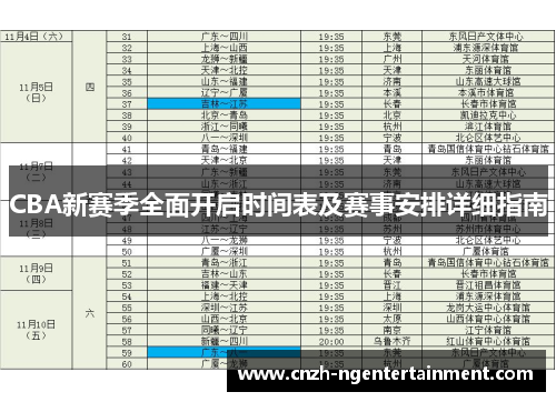 CBA新赛季全面开启时间表及赛事安排详细指南
